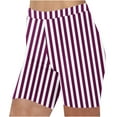 thumbnail image 1 of Uaswgudfs ​Striped Summer Lounge Shorts for Women - High Waist 4" Inseam Lightweight Comfort​ Wine S, 1 of 5