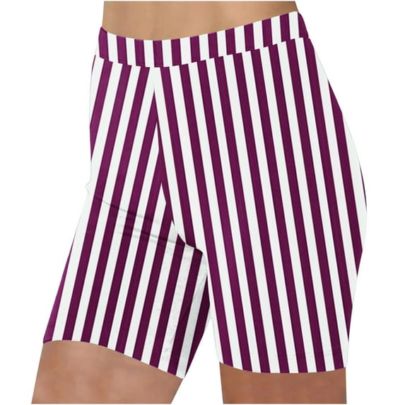 Uaswgudfs Striped Summer Lounge Shorts for Women - High Waist 4" Inseam Lightweight Comfort Wine S