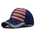 thumbnail image 1 of Uaswgudfs ​Studded US Flag Stripes Baseball Cap - Patriotic Independence Day & 4th of July Celebration Hats Navy, 1 of 3