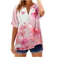 thumbnail image 1 of Uaswgudfs ​Stylish V-Neck Floral Short Sleeve Blouse: Button Detail & Breathable Fabric for Women's Trendy Summer TopsPurpleXL, 1 of 5