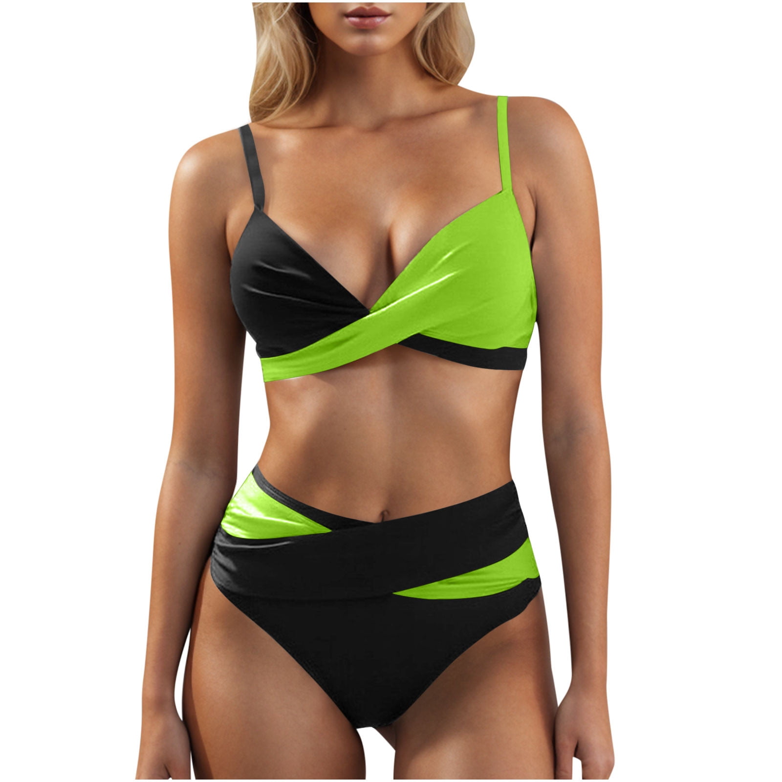 Fashionable High Elasticity Swimsuit with Crossed Front Detail