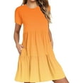 thumbnail image 1 of Uaswgudfs Summer Casual A-Line Dresses for Women: Short Sleeve Tiered Ruffle Hem Dress in Lightweight Flowy Fabric - Trending Womens Midi Dress Styles Orange 2XL, 1 of 6