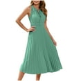 thumbnail image 1 of Uaswgudfs Summer Dresses for Women 2025 Sleeveless Midi Sundress | High-Waist Wrap Belt & Ruffle Hem Casual Versatile Dress for Women Mint Green L, 1 of 7