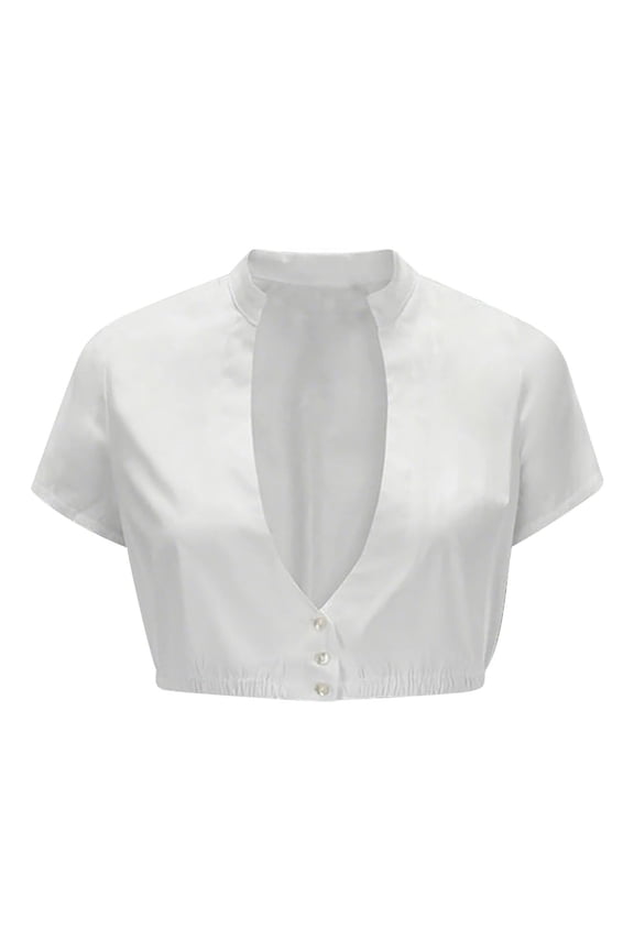 Summer Tops for Women Crop Top V Neck Short Sleeve Blouse Bodycon Tops
