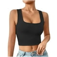 thumbnail image 1 of Uaswgudfs ​Tank Top for Women Sleeveless Square Neck Crop: Wide Straps, Slim Bodycon Fit, Stretchy Casual Wear, Summer Fashion Top & Basic Blouse Black L, 1 of 7