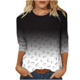 thumbnail image 1 of Uaswgudfs Tees for Women Trendy Fashion Round-Neck 3/4 Sleeves T Shirt Gradient Color Casual Loose Dark Color Basic Tops, 1 of 5