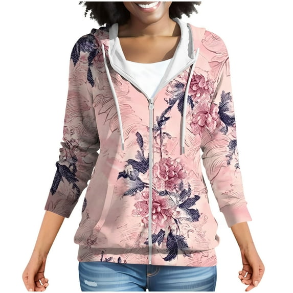 Uaswgudfs Textured Hoodie Autumn Coat: Zippered Casual with Patch Pockets & Relaxed Fit