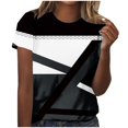 thumbnail image 1 of Uaswgudfs Top for Women Trendy Casual Short Sleeve Crew Neck Geometric Patterns T Shirts Summer Blouse Outdoors Tees, 1 of 4