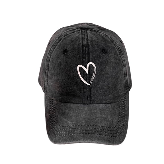 Uaswgudfs Trendy Heart Printed Washed Baseball Cap - Unisex Soft Top Dad Hat, Sun Protection Casual Cap for Women & Men, Stylish Daily Wear Headwear Ideal