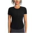 thumbnail image 1 of Uaswgudfs ​Trendy Summer Tops: Fitted Round Neck Women Blouses with Subtle Side Gathers & Casual Short Sleeve Stretch Fit, 1 of 6