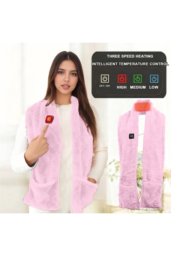 USB Heated Scarf Electric Heating Vest Portable Rechargeable Neck Warmer Winter Warm Scarf Adjustable Neck Wrap for Women Men Cold