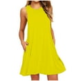 thumbnail image 1 of Uaswgudfs ​V-Neck Sleeveless Floral Sundress with Side Split & Minimalist Detail - Casual Summer Dresses for Women 2025 Midi Dress​ Yellow L, 1 of 3