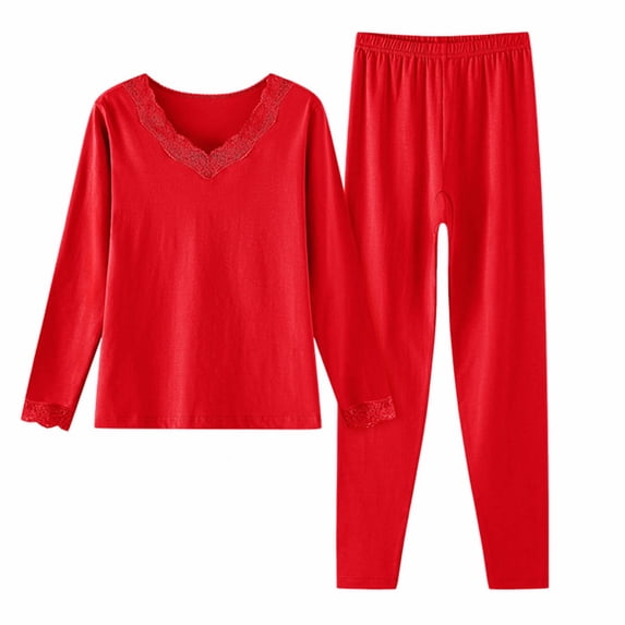 Uaswgudfs V-Neck Zip-Up Women's Pajama Set with Ankle Pants - Lace Trim & Regular Fit Sleepwear
