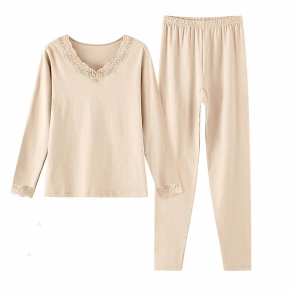 Uaswgudfs V-Neck Zip-Up Women's Pajama Set with Ankle Pants - Lace Trim & Regular Fit Sleepwear