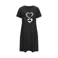 thumbnail image 1 of Uaswgudfs Valentine's Day Pajamas Women Plus Size Short Pajama Dress Heart Print Sleepwear Women's Black L, 1 of 2