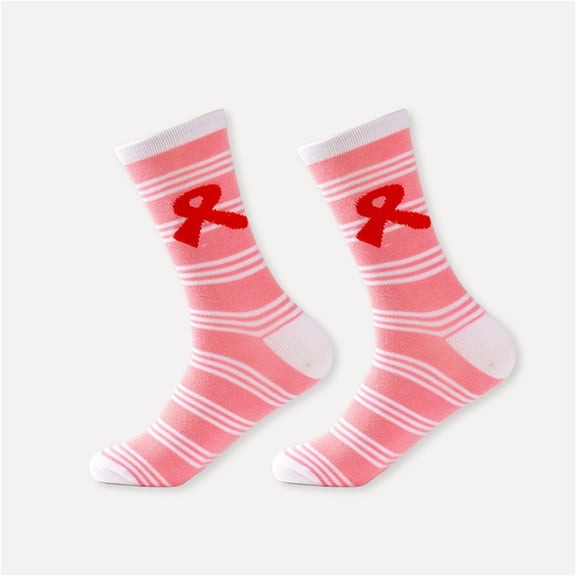 Uaswgudfs Valentine's Day Socks Couple Socks Unisex Crew Socks - Pink Stripe & Red Ribbon Print Knit Socks for Men & Women, Valentine’s Gift Socks