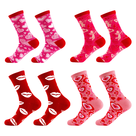 Uaswgudfs Valentine's Day Socks Couple Socks Unisex Crew Socks - Romantic Multi-Heart Print Knit Socks for Men & Women, Valentine’s Gift Socks, Stylish Casual Daily Wear Socks
