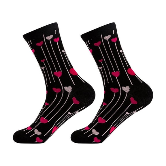 Uaswgudfs Valentine's Day Socks Couple Socks Unisex Crew Socks - Stylish Heart Stripes Print Knit Socks for Men & Women, Valentine’s Gift Socks