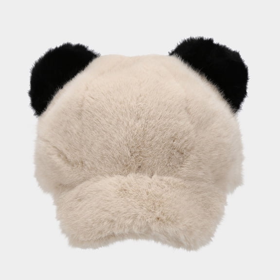 Uaswgudfs Winter Warm Unisex Plush Furry Panda Ears Duckbill Baseball Cap Thermal Insulated Beanie for Women Men