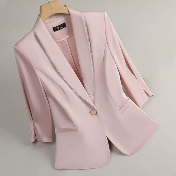 Uaswgudfs Women 3/4 Sleeve Lightweight Spring Summer Blazer Jackets