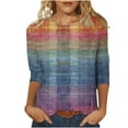 thumbnail image 1 of Uaswgudfs Women Blouses Long Sleeve Round Neck Relaxed Fit Top Featuring Layered Texture Horizontal Design, Soft Comfortable Fabric for Casual Everyday Wear and Leisure, 1 of 5