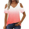 thumbnail image 1 of Uaswgudfs ​Women Blouses Summer Tops:Off-Shoulder V-Neck Trendy Blouse with Perforated Detail & Lightweight Casual Fabric, 1 of 7