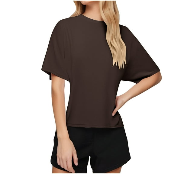Uaswgudfs ​Women Blouses Summer Tops: Relaxed Fit Round Neck with Breezy Wide Sleeves & Lightweight Casual Trendy Fabric