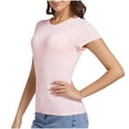 thumbnail image 1 of Uaswgudfs ​Women Blouses Summer Tops: Slim Fit V-Neck Casual Tee with Asymmetric Hem & Trendy Breathable Cotton Essential, 1 of 4
