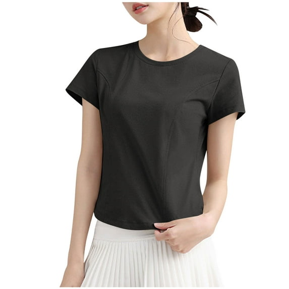 Uaswgudfs Women Blouses Summer Tops: Trendy Short Sleeve Casual Top with Shoulder Seam Detailing & Breathable Cotton Fabric