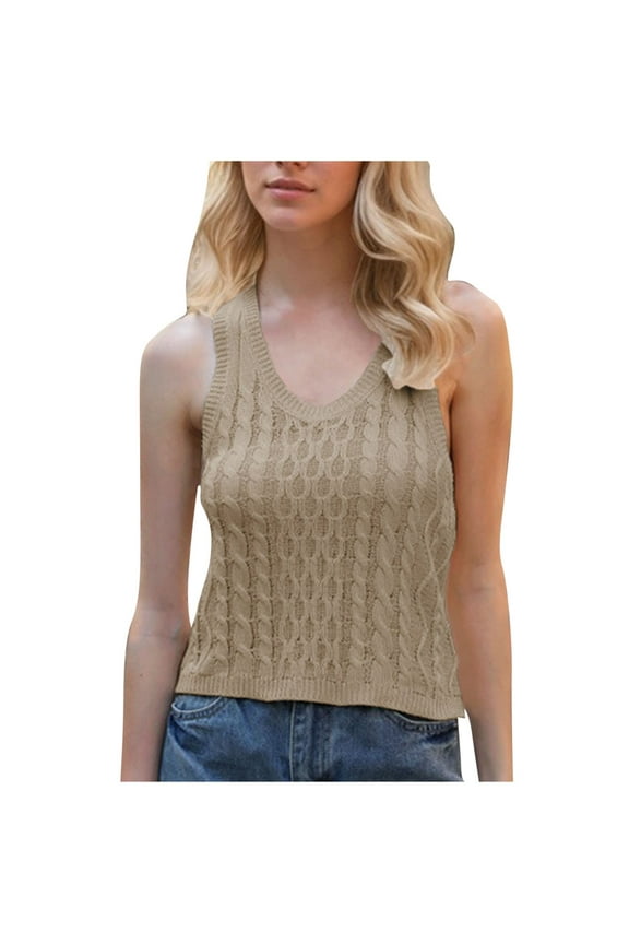 Women Loose Fit Sleeveless Crewneck Cotton Rib Knit Tank Top Basic Tee Tops 2025 Casual T-Shirt Going Out Workout Outfits