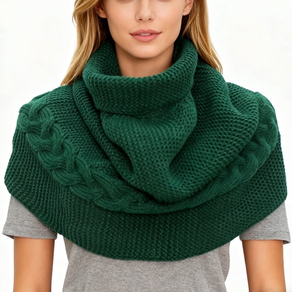 Uaswgudfs Women Men Unisex Winter Warm Hooded Scarf Double Layer Windproof Outdoor Cycling Neck Warmer Thermal Soft Solid Color Neck Gaiter