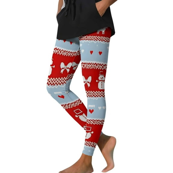 Uaswgudfs Women Pants Christmas-Themed Forest Adventure Leggings with Motifs & Outdoor Elements Suitable for jogging leggings Mint Green S