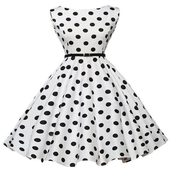 Uaswgudfs Women Sleeveless A-Line Sundress 2025 – Casual Summer Dress with Satin Cinched Waist & Vintage Flowy Silhouette White L