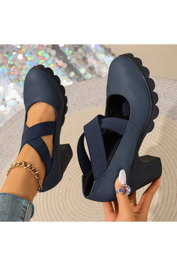 Women Summer Wedge Sandals Elastic Cross Strap Platform Breathable Casual Chic Shoes for Daily Vacation