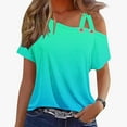 thumbnail image 1 of Uaswgudfs Women's 2025 Dressy Twist-Knot T-Shirt Blouse Cold Shoulder Loose Fit Going Out Top for Casual to Semi-Formal Fashion, 1 of 4