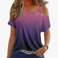 thumbnail image 1 of Uaswgudfs Women's 2025 Dressy Twist-Knot T-Shirt Blouse Cold Shoulder Loose Fit Going Out Top for Casual to Semi-Formal Fashion, 1 of 4