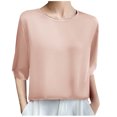 thumbnail image 1 of Uaswgudfs Women's 2025 Summer Ice Silk Blouse-Tee - Relaxed 3/4 Sleeve Casual Top with Breathable Comfort & Resort-Ready Style, 1 of 3
