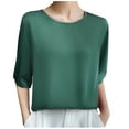 thumbnail image 1 of Uaswgudfs Women's 2025 Summer Ice Silk Blouse-Tee - Relaxed 3/4 Sleeve Casual Top with Breathable Comfort & Resort-Ready Style, 1 of 3