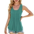 thumbnail image 1 of Uaswgudfs Women's 2025 Summer Pleated Round Neck Tank Top - Sleeveless Flowy Shirts, Breathable Loose Fit Casual & Beachwear, 1 of 6