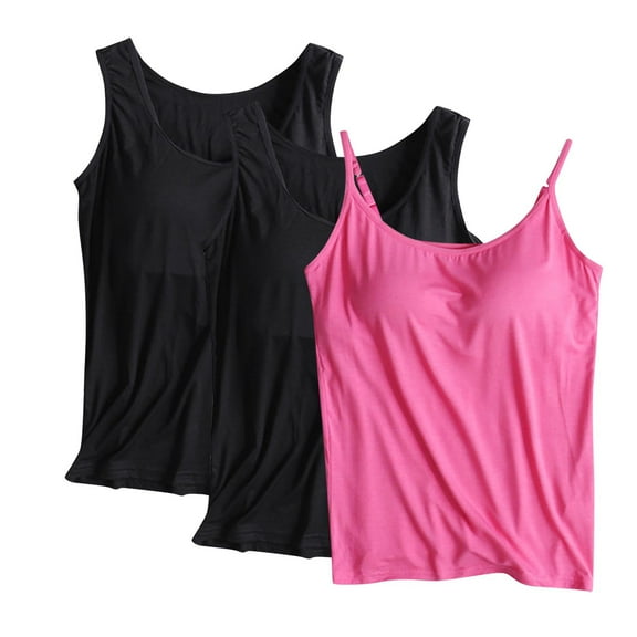 Uaswgudfs Women's 3pc Piece Adjustable Strap Vest Set - Thin Strap Sleeveless Top with Round Neck for Casual & Fitness Wear