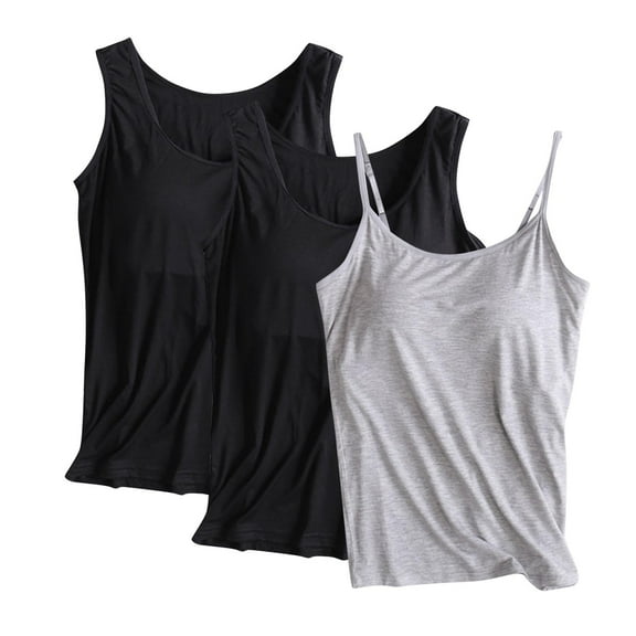 Uaswgudfs Women's 3pc Piece Adjustable Strap Vest Set - Thin Strap Sleeveless Top with Round Neck for Casual & Fitness Wear