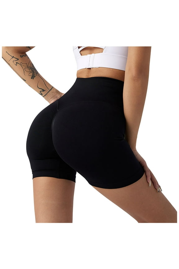 Women's Activewear Yoga Shorts - Elastic Waist & Breathable Fabric for Pilates, Gym & Core Stability Black M