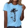 thumbnail image 1 of Uaswgudfs Women's Animal Print Graphic Short Sleeve Crew Neck Tee Casual Loose Fit Everyday Wear Trendy Summer Blue S, 1 of 6
