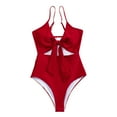 thumbnail image 1 of Uaswgudfs Women's Back-Cross Strap One-Piece Swimsuit with Front Bow Accent & Smooth Stretch Fabric for Poolside Sophistication Red M, 1 of 4