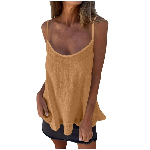 Uaswgudfs Women's Basic Casual Loose Tank Top Camisole Sleeveless Summer Shirt 2025