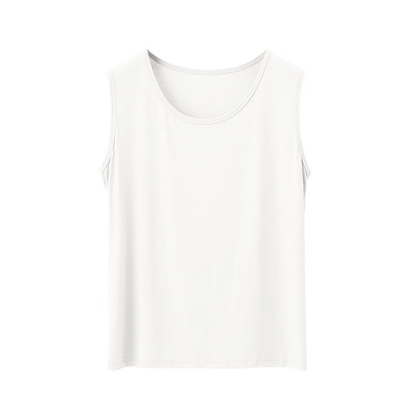 Uaswgudfs Women's Basic Crew Neck Sleeveless Pajama| Soft Cotton Blend Sleepwear Loose Sleep Top 2025