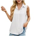 thumbnail image 1 of Uaswgudfs Women's Basic Lapel V-Neck Blouse - Summer Work Formal Button Down Shirt, Sleeveless Casual Tank Top with Office, 1 of 9