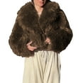 thumbnail image 1 of Uaswgudfs Women's Black Cropped Faux Fur Jacket, Long Sleeve Oversized Warm Winter Coat, Casual Trendy Outerwear - Fashion Essential Brown XL, 1 of 4