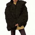 thumbnail image 1 of Uaswgudfs Women's Black Faux Fur Coat, Long Sleeve Oversized Warm Winter Jacket, Casual Lapel Collar Outerwear - Trendy Fashion Black L, 1 of 3