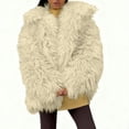 thumbnail image 1 of Uaswgudfs Women's Black Faux Fur Coat, Long Sleeve Oversized Warm Winter Jacket, Casual Lapel Collar Outerwear - Trendy Fashion White XL, 1 of 3